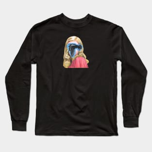 TITILEIN Young Woman with Fying Bird Drawing Long Sleeve T-Shirt